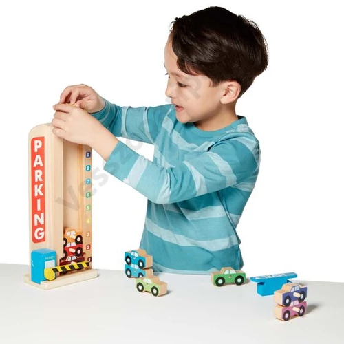 Melissa and Doug készségfejlesztő fajáték színes és számos autóparkoló