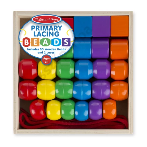 Óriás gyöngyfűző készlet fadobozban Melissa and Doug