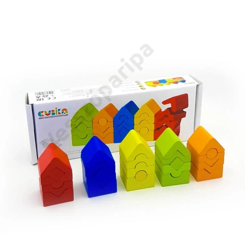 Cubika színes fa toronyépítő játék