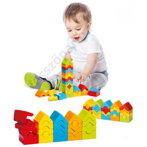 Cubika színes fa toronyépítő játék