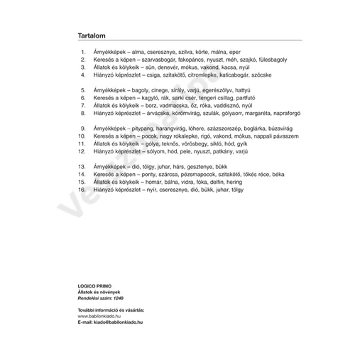 Logico Primo - Állatok és növények feladatcsomag