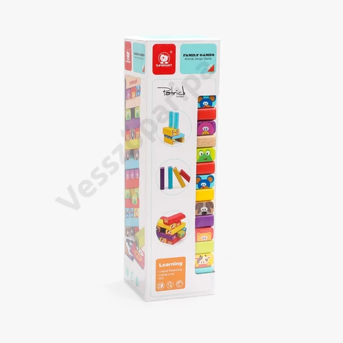 TopBright állatfigurás leboruló jenga doboz