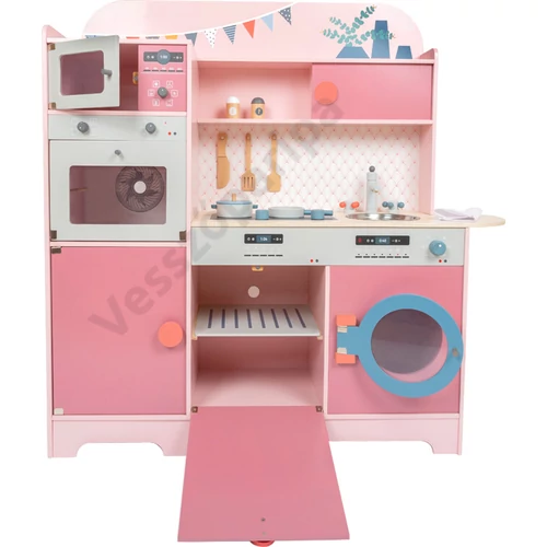 Fa játék konyha hűtőszekrénnyel - pink