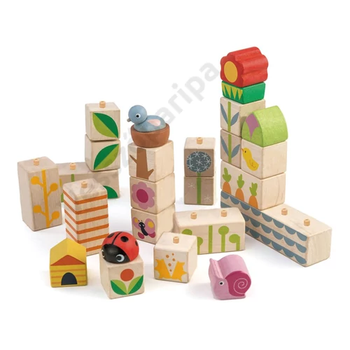 Tender Leaf Toys kertépítő kocka és mozaik kirakó