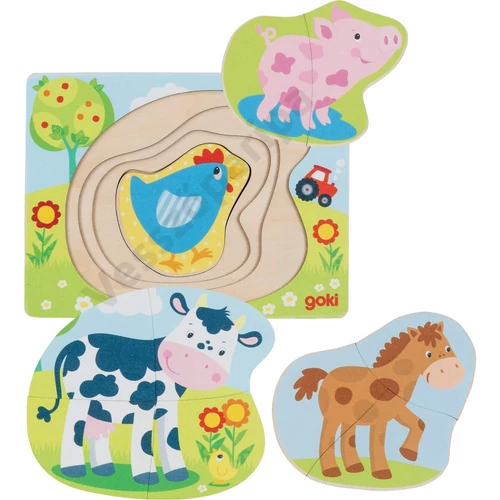 Goki fa kirakó háziállatos emeletes puzzle