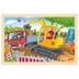 Goki 57338 kotrógép az építkezésen 24 darabos fa puzzle