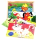 Puzzle szett fa dobozban - háziállatos