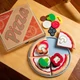 Fa pizza tálca, karton pizzás doboz, textil pizza