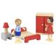 Kép 3/13 - Viga Toys fa babaház piros hálószoba bútora fababákkal