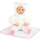 Kép 1/8 - Élethű játék baba - little lamb - fehér és rózsaszín kiegészítőkkel